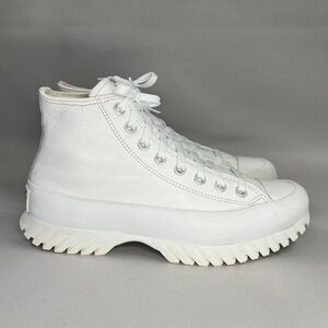 Converse Women's Size 9.5 Chuck‎ Taylor All Star White Leather Lugged Sneakers